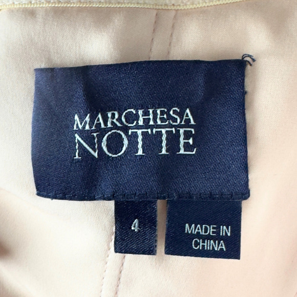 Marchesa Notte Dress Blush Pink Maxi Gown Applique Floral Lace Sequin Sz4 - Picture 11 of 12